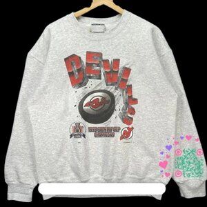 Vtg New Jersey Devils Hockey 1995 Stanley Cup Champions NHL Sweatshirt Shirt